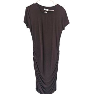 Aritzia Babaton Brown Double Fabric Countour Rouched Dress Size L